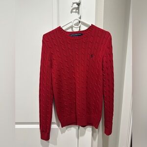 Ralph Lauren Sport Vibrant Red Sweater Cable Knit Knitwear